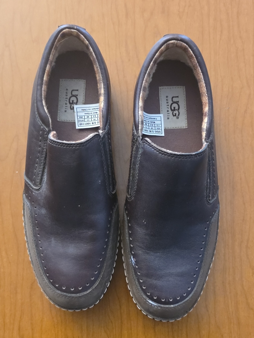 UGG Men's Slip-On Loafers in Dark Brown Leather